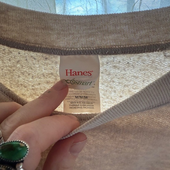 Hanes Beige Cropped Top with Leaf Accents - Picture 4 of 6
